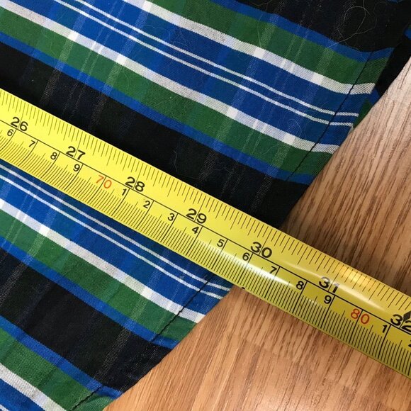 Hollister Long Sleeve Shirt M XXL Green Blue Plaid Cotton Button-Up Pocket Logo - Picture 8 of 10
